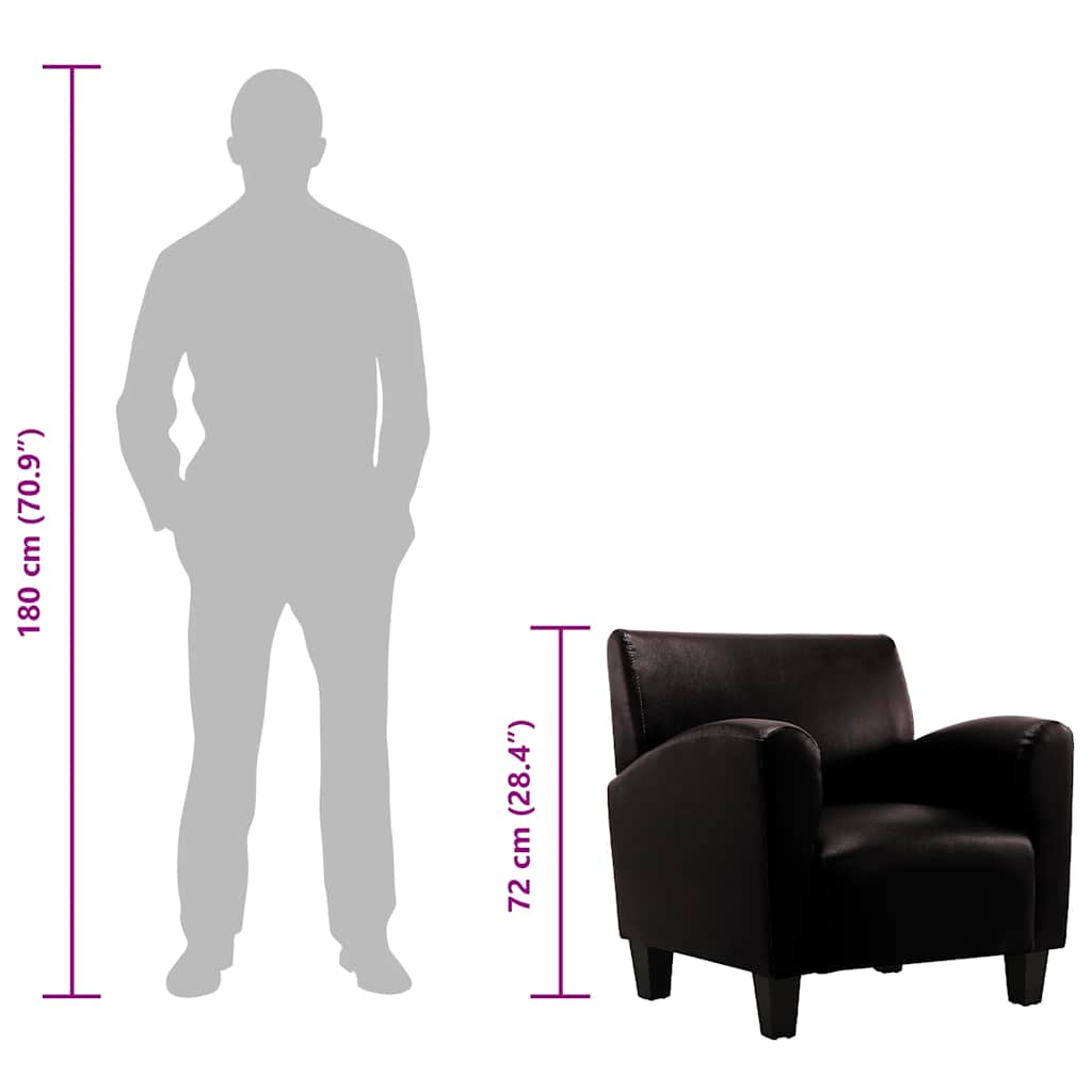 Πολυθρόνα Σκούρο Καφέ από Συνθετικό Δέρμα - PAKOBAZAAR