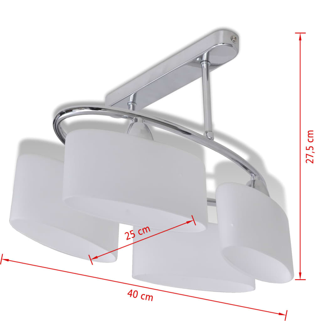 Φωτιστικό Οροφής με Λευκό Ελλειψοειδές Κρύσταλλο 4φωτο Ε14 - PAKOBAZAAR