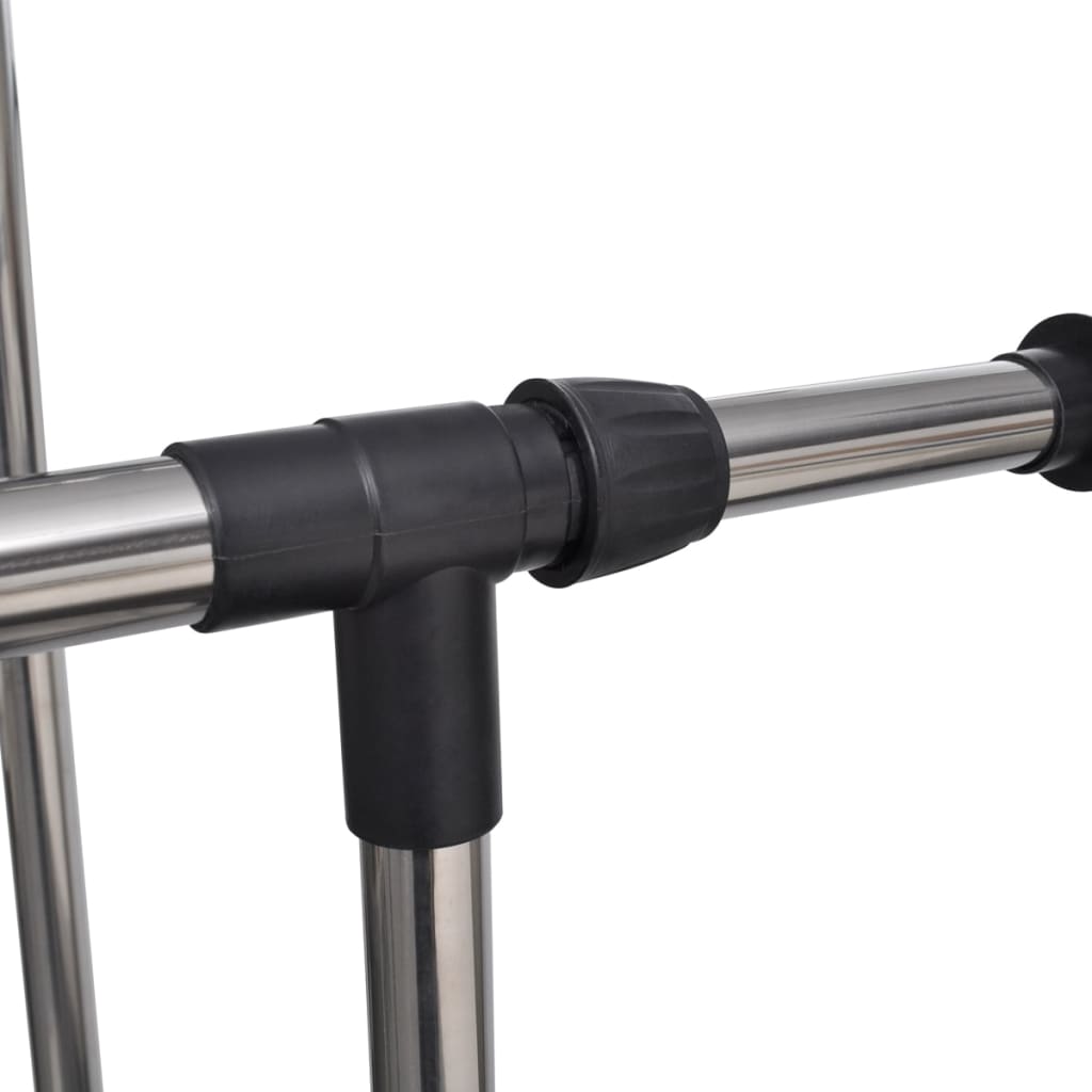 Κρεμάστρα Ρούχων Δαπέδου Διπλή Ρυθμιζόμενη με 4 Ροδάκια - Pakobazaar