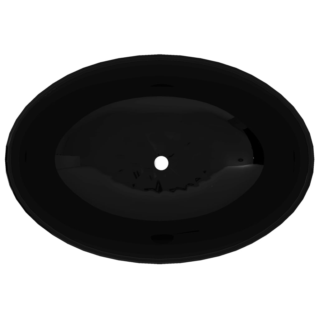 Πολυτελής Κεραμικός Νιπτήρας Οβάλ Μαύρος 40 x 33 cm - PAKOBAZAAR