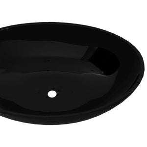 Πολυτελής Κεραμικός Νιπτήρας Οβάλ Μαύρος 40 x 33 cm - PAKOBAZAAR
