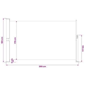 Σκίαστρο Βεράντας Πλαϊνό Συρόμενο Μπλε 180 x 300 εκ.