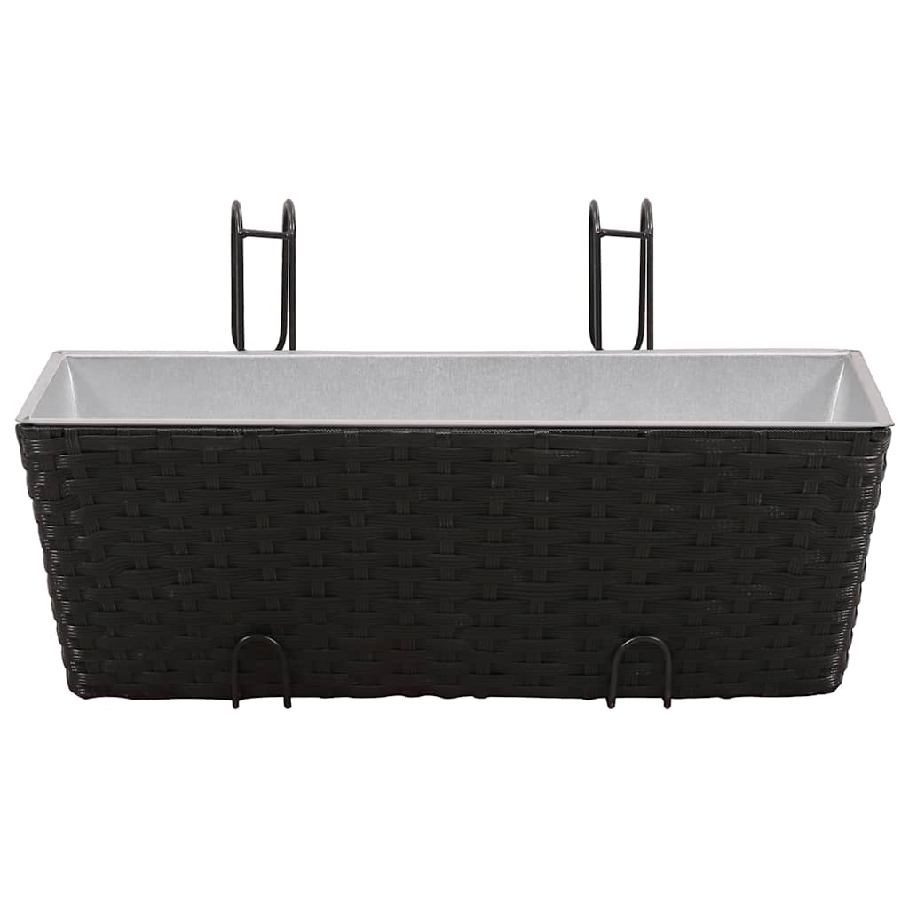 Σετ 2 τμχ Τραπεζοειδής Ζαρντινιέρα Rattan 50 cm Μαύρο