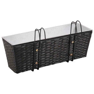 Σετ 2 τμχ Τραπεζοειδής Ζαρντινιέρα Rattan 50 cm Μαύρο