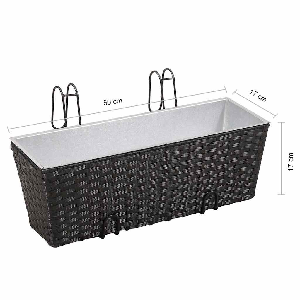 Σετ 2 τμχ Τραπεζοειδής Ζαρντινιέρα Rattan 50 cm Μαύρο
