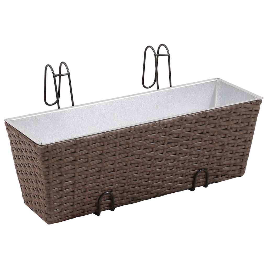 Σετ 2 τμχ Τραπεζοειδής Ζαρντινιέρα Rattan 50 cm Καφέ