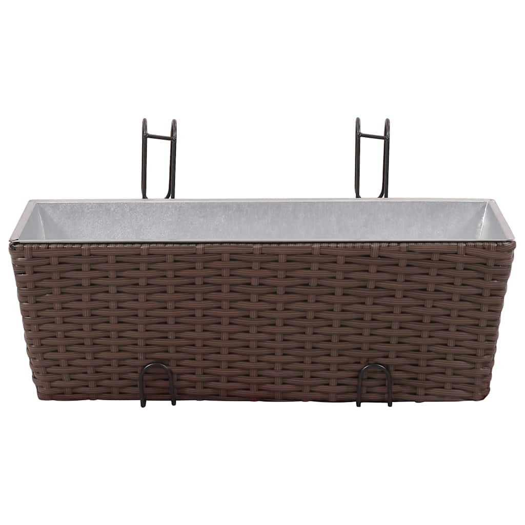 Σετ 2 τμχ Τραπεζοειδής Ζαρντινιέρα Rattan 50 cm Καφέ