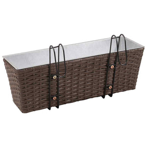 Σετ 2 τμχ Τραπεζοειδής Ζαρντινιέρα Rattan 50 cm Καφέ