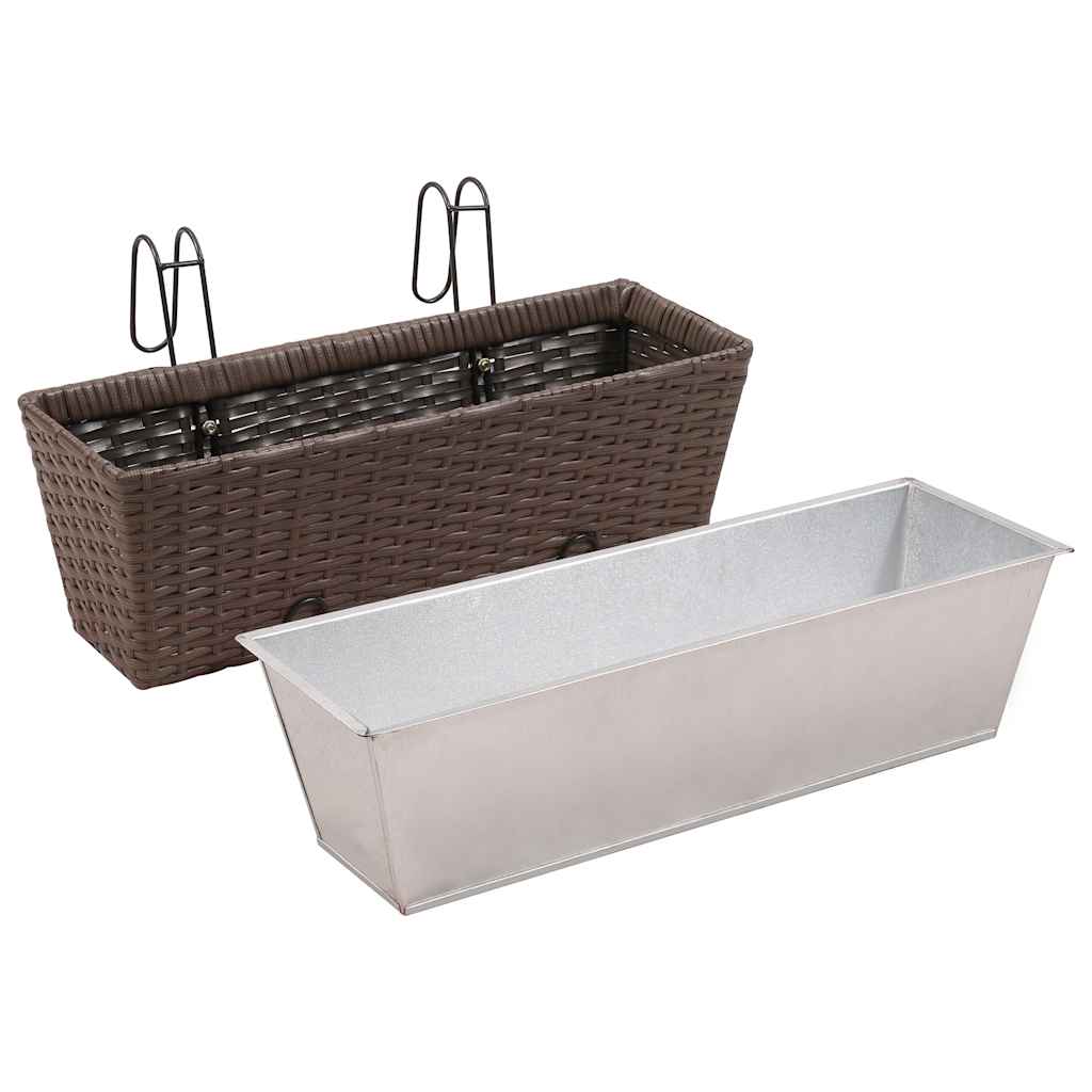 Σετ 2 τμχ Τραπεζοειδής Ζαρντινιέρα Rattan 50 cm Καφέ