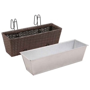 Σετ 2 τμχ Τραπεζοειδής Ζαρντινιέρα Rattan 50 cm Καφέ
