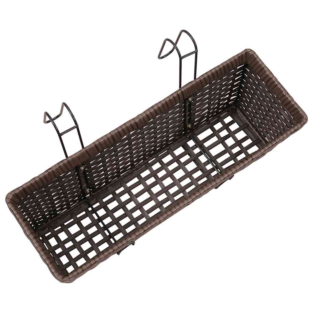 Σετ 2 τμχ Τραπεζοειδής Ζαρντινιέρα Rattan 50 cm Καφέ