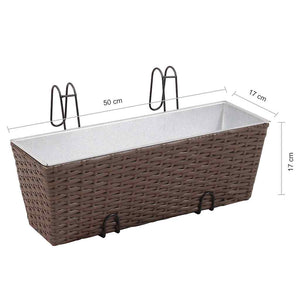 Σετ 2 τμχ Τραπεζοειδής Ζαρντινιέρα Rattan 50 cm Καφέ