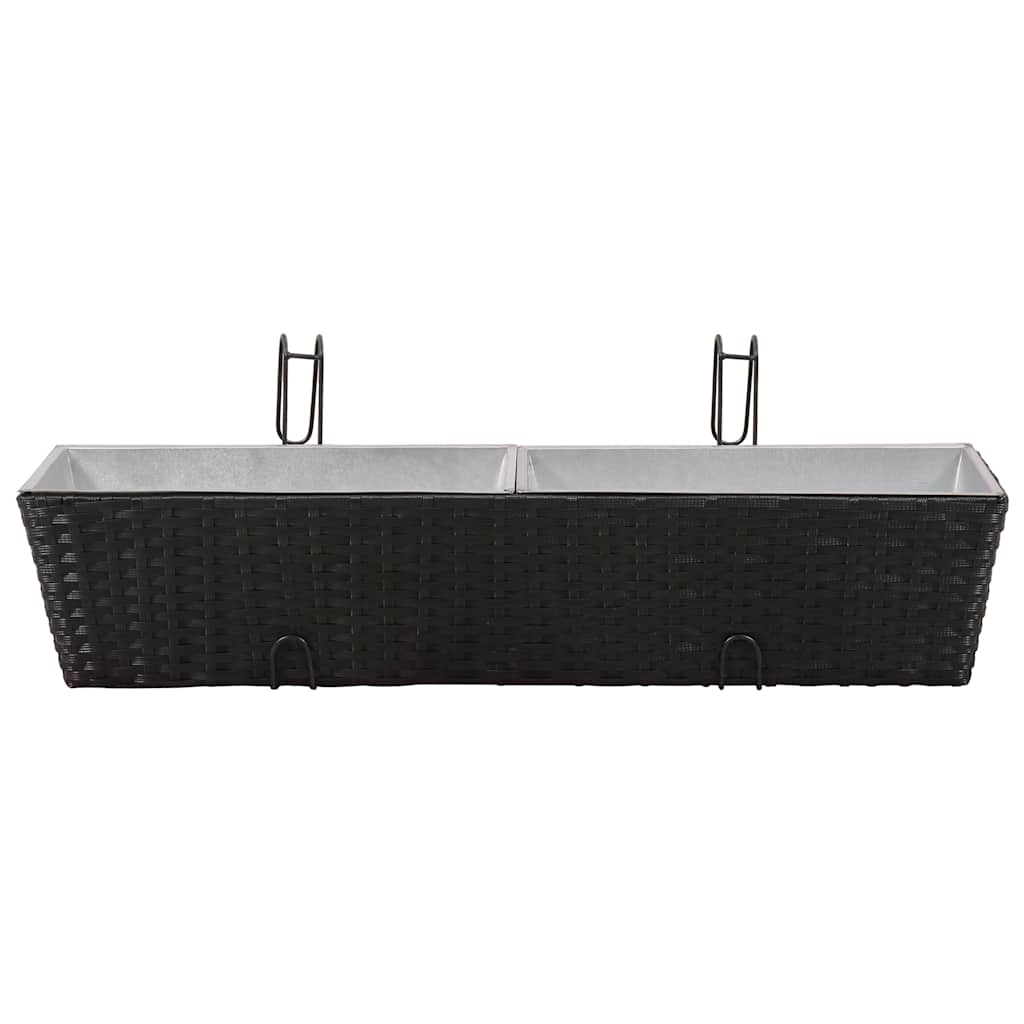 Σετ 2 τμχ Τραπεζοειδής Ζαρντινιέρα Rattan 80 cm Μαύρο