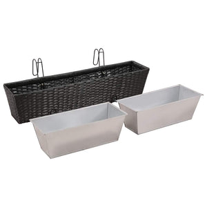Σετ 2 τμχ Τραπεζοειδής Ζαρντινιέρα Rattan 80 cm Μαύρο