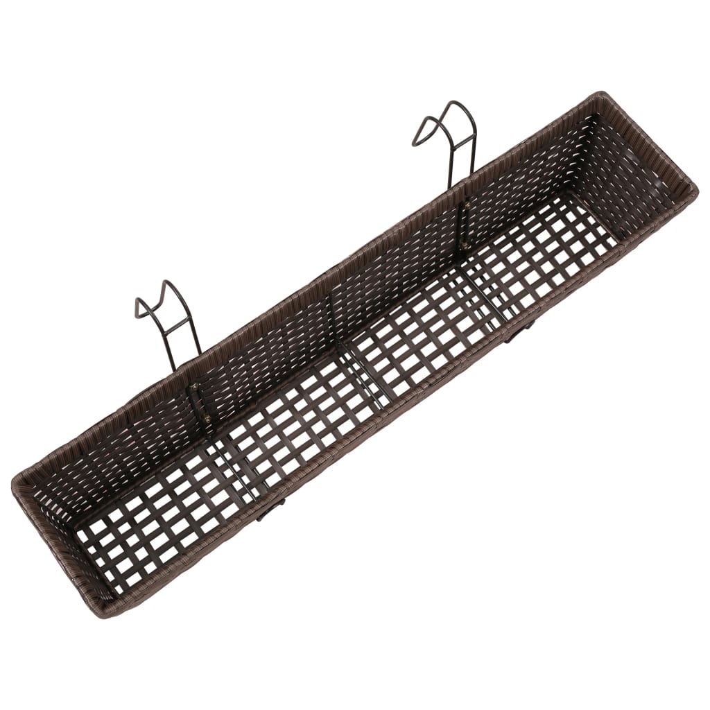 Σετ 2 τμχ Τραπεζοειδής Ζαρντινιέρα Rattan 80 cm Καφέ