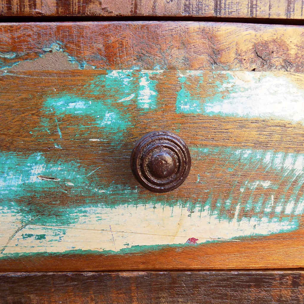 Τραπεζάκι Σαλονιού 1 Συρτάρι/Καμπυλωτή Άκρη Ανακυκλωμένο Ξύλο - PAKOBAZAAR