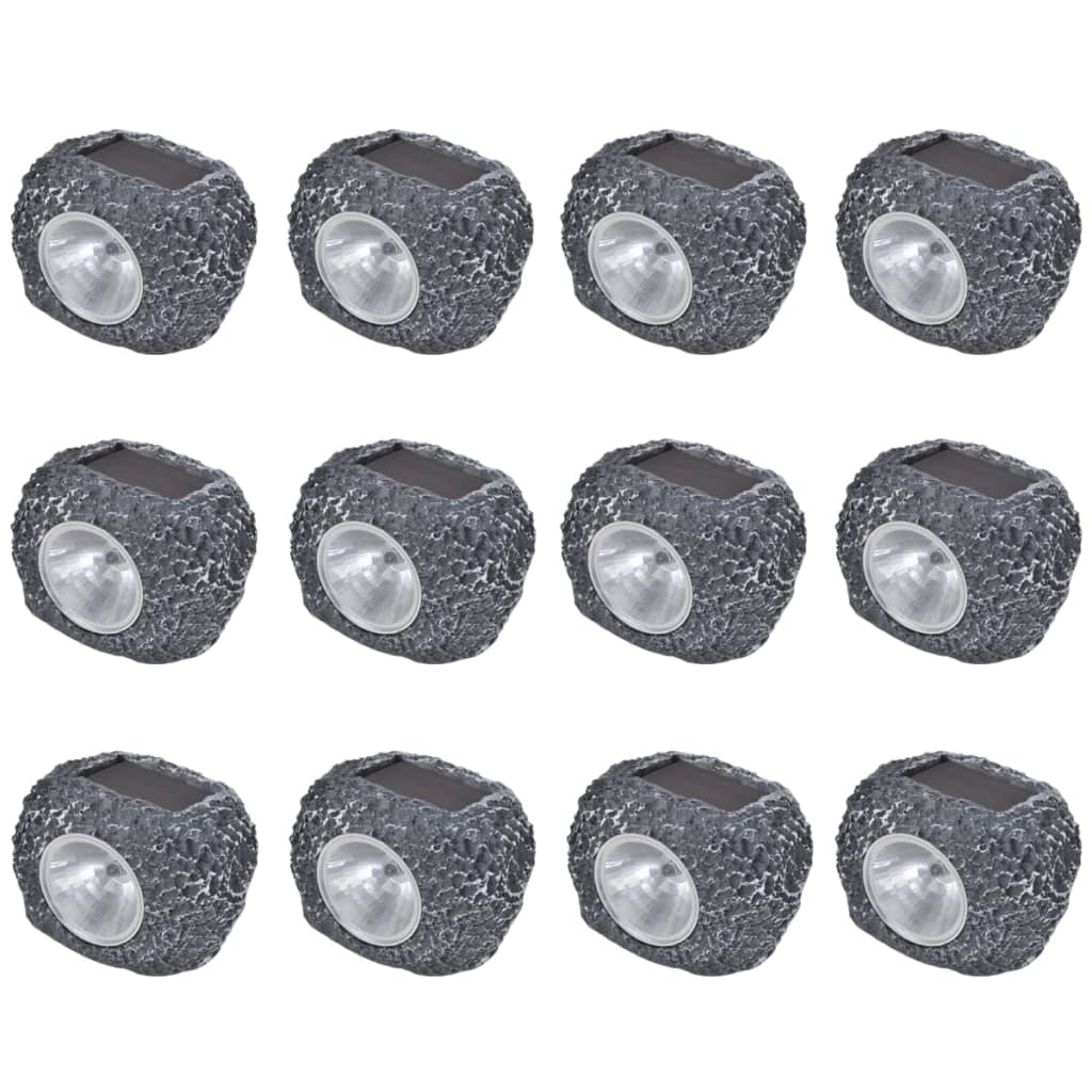 Outdoor Φωτιστικό Ηλιακό LED με Σποτάκια 12 Τεμ. Σχήμα Πέτρας - Pakobazaar