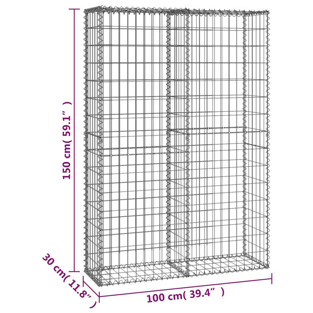 Συρματοκιβώτιο με Καπάκια 150 x 100 x 30 εκ. Γαλβανισμένο Σύρμα - PAKOBAZAAR