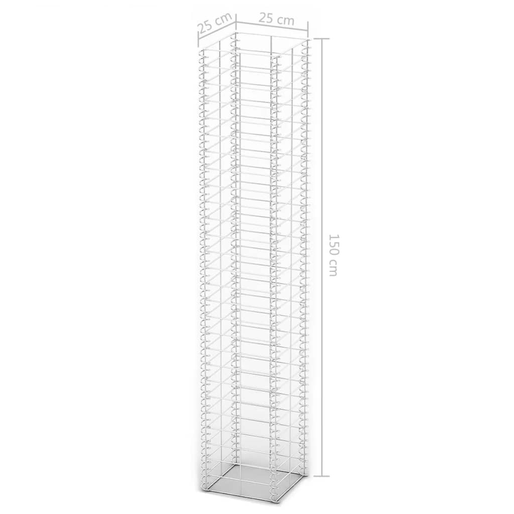 Συρματοκιβώτια Σετ 3 τεμ. 25 x 25 x 150 εκ. Γαλβανισμένο Σύρμα - PAKOBAZAAR