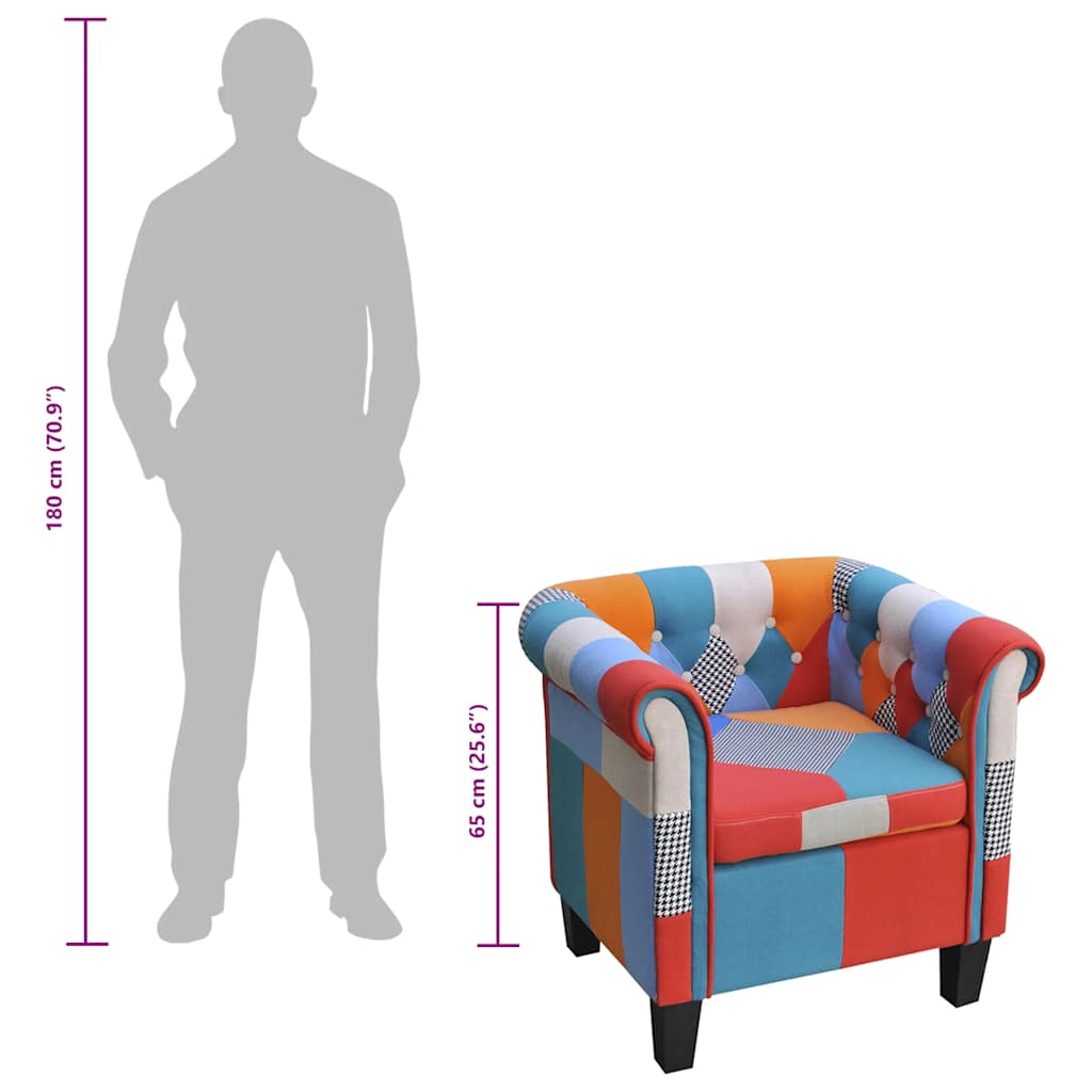 Πολυθρόνα με Σχέδιο Patchwork Υφασμάτινη - PAKOBAZAAR