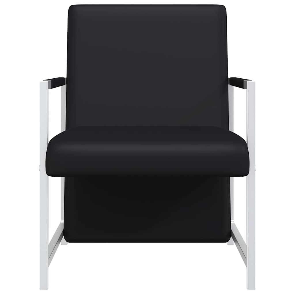 Πολυθρόνες 2 τεμ. Μαύρες από Συνθετικό Δέρμα με Σκελετό Χρωμίου - PAKOBAZAAR