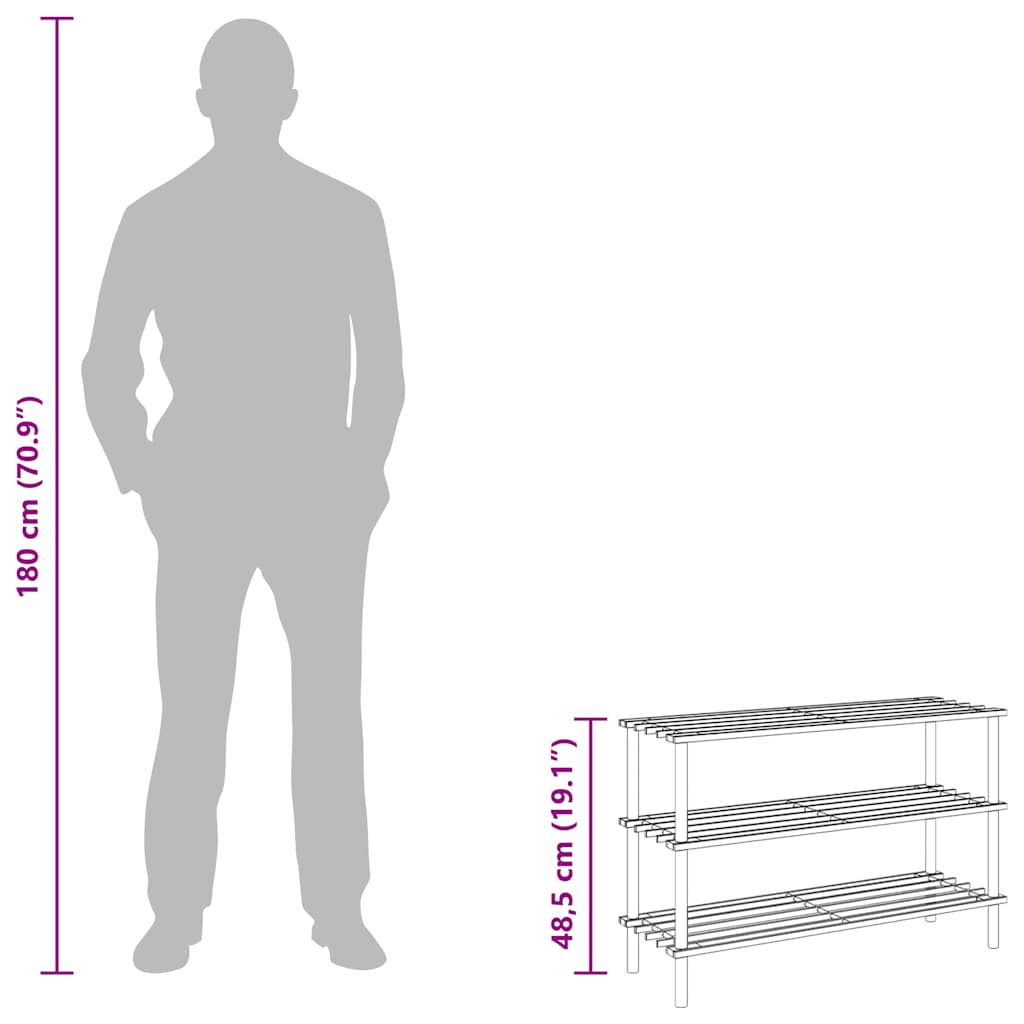Παπουτσοθήκες με 3 Ράφια 2 τεμ. από Μασίφ Ξύλο Ευκαλύπτου - PAKOBAZAAR