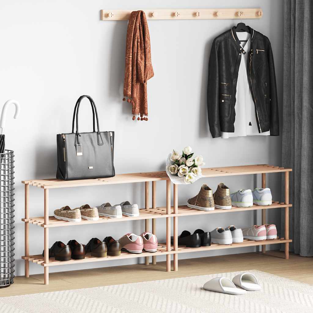 Παπουτσοθήκες με 3 Ράφια 2 τεμ. από Μασίφ Ξύλο Ευκαλύπτου - PAKOBAZAAR