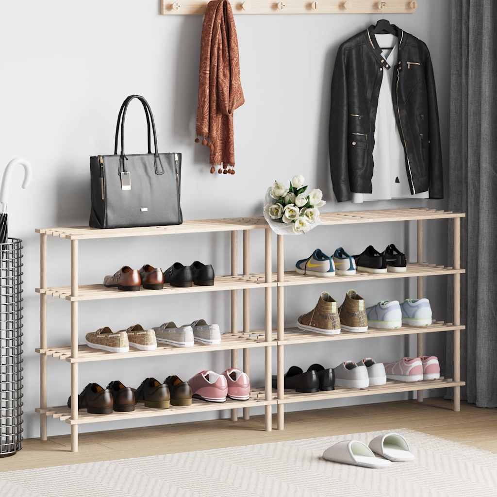 Παπουτσοθήκες με 4 Ράφια 2 τεμ. από Μασίφ Ξύλο Ευκαλύπτου - PAKOBAZAAR