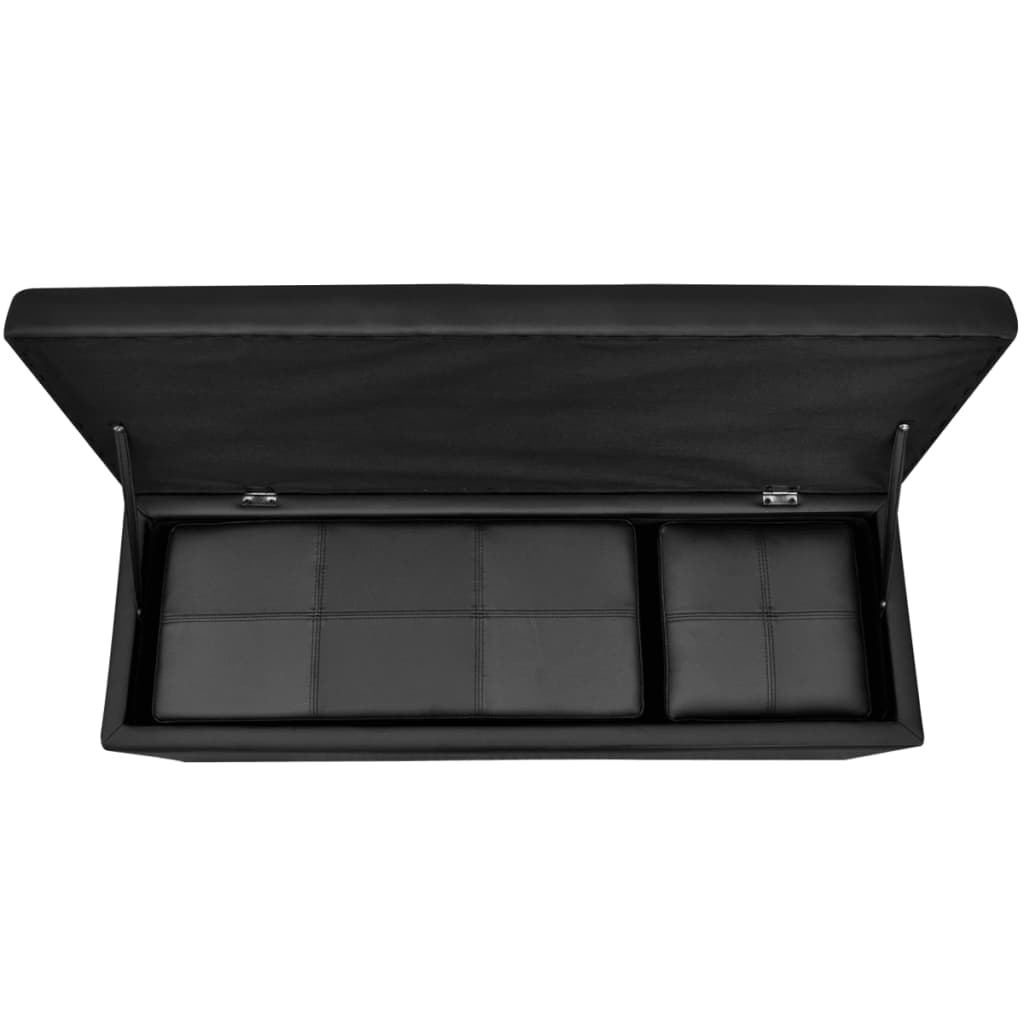 Ταμπουρέ & υποπόδιο Συνθετικό δέρμα Μαύρο 3 τμχ - PAKOBAZAAR