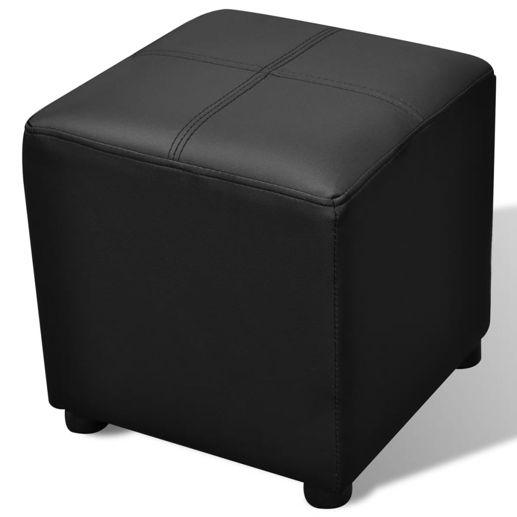 Ταμπουρέ & υποπόδιο Συνθετικό δέρμα Μαύρο 3 τμχ - PAKOBAZAAR