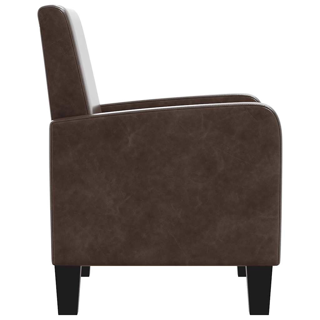 Πολυθρόνα Καφέ από Συνθετικό Δέρμα - PAKOBAZAAR