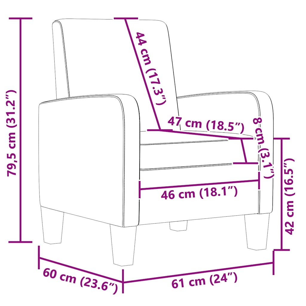 Πολυθρόνα Καφέ από Συνθετικό Δέρμα - PAKOBAZAAR
