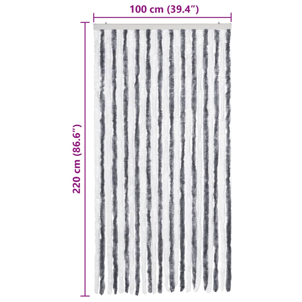 Σήτα - Κουρτίνα Πόρτας Γκρι / Λευκό 100 x 220 εκ. από Σενίλ - PAKOBAZAAR