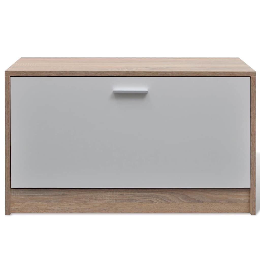 3-σε-1 Σετ Ξύλινης Παπουτσοθήκης Χρώμα Δρυς και Λευκό - Pakobazaar