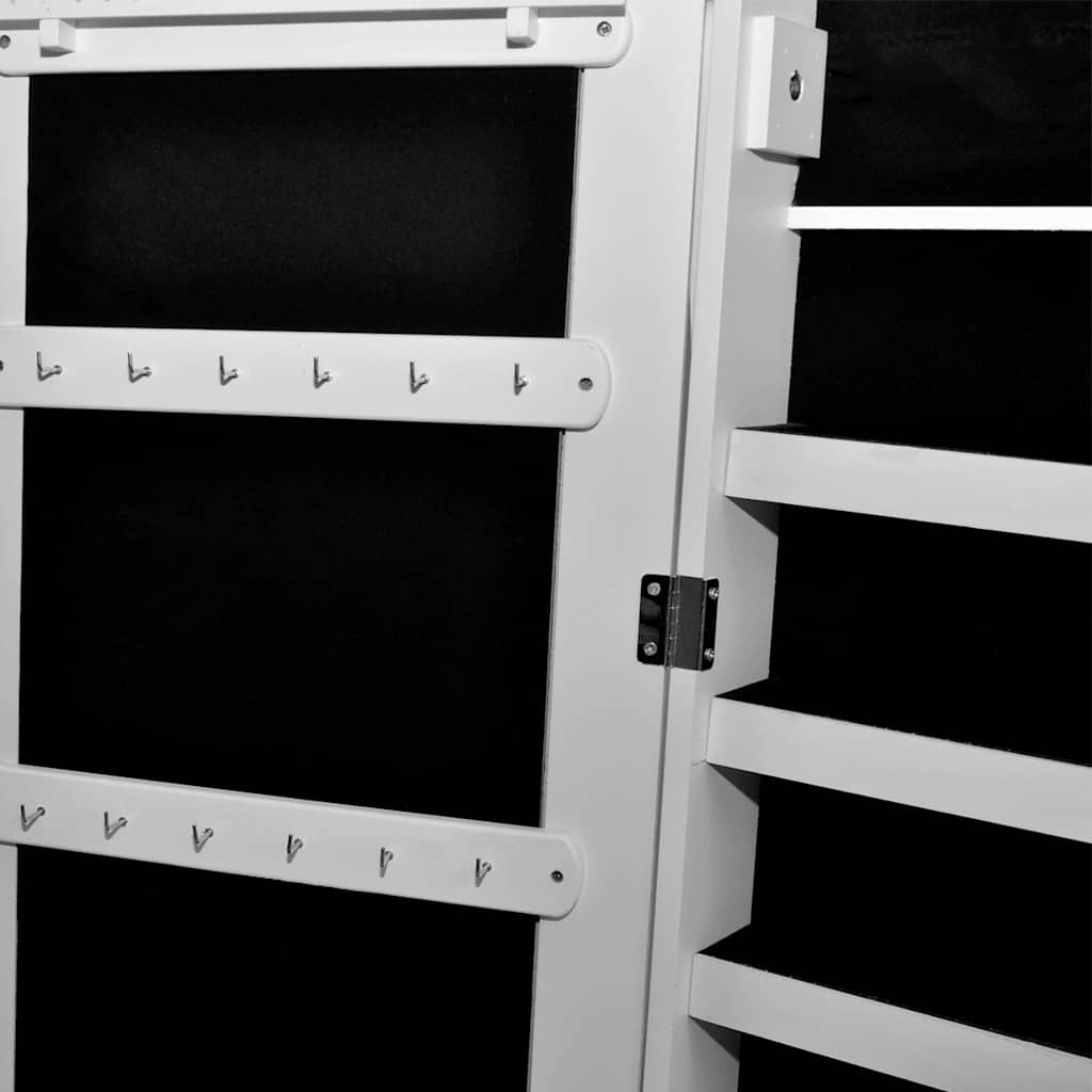 Κοσμηματοθήκη Επιδαπέδια με LED Φως και Πόρτα Καθρέπτη Λευκή