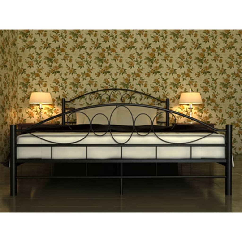 Κρεβάτι Μαύρο 180 x 200 εκ. Μεταλλικό με Στρώμα Αφρού Μνήμης