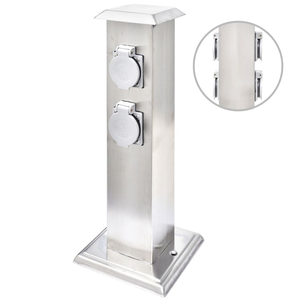 Στύλος Πρίζας Κήπου από Ανοξείδωτο Ατσάλι - Pakobazaar