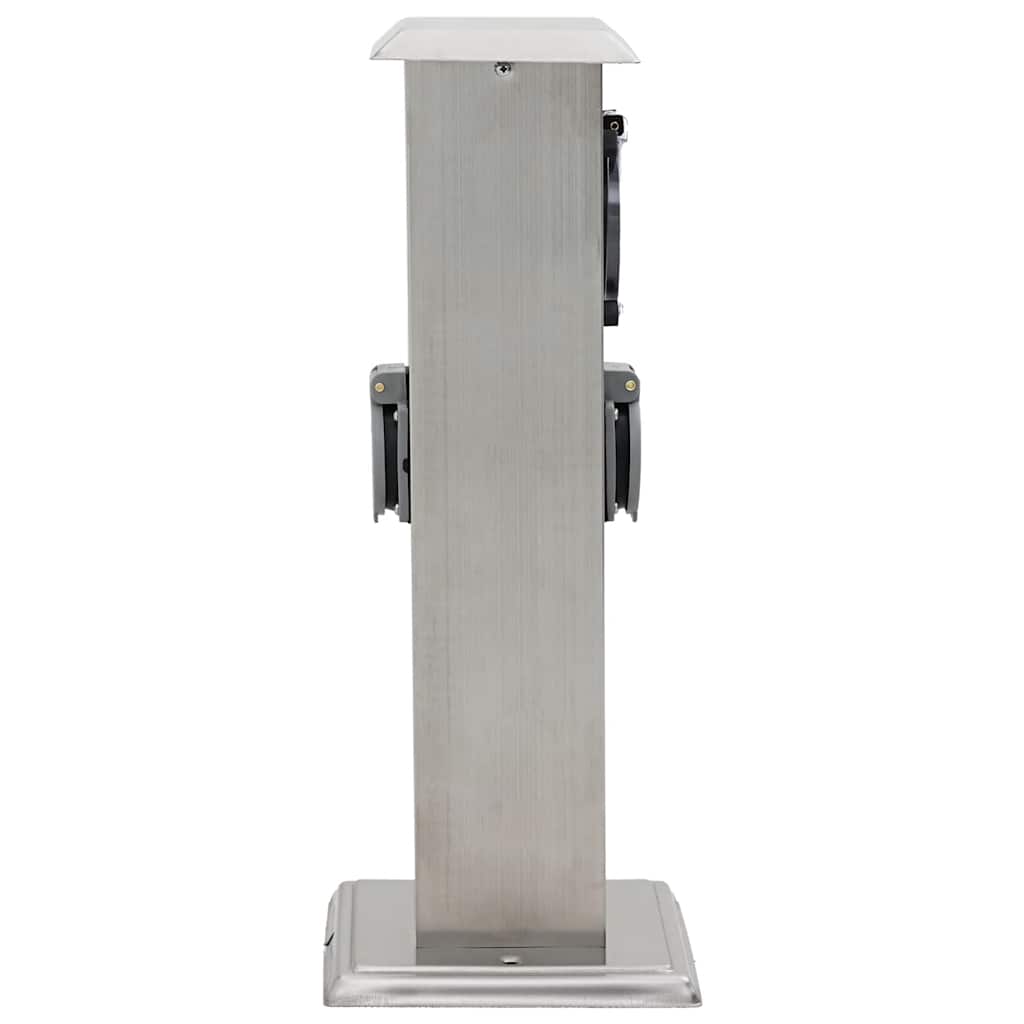 Στύλος Πρίζας Κήπου από Ανοξείδωτο Ατσάλι με Χρονοδιακόπτη - Pakobazaar