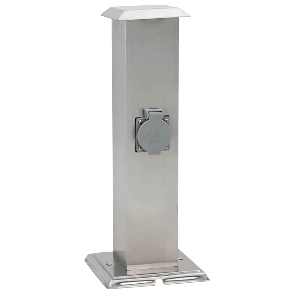 Στύλος Πρίζας Κήπου από Ανοξείδωτο Ατσάλι με Χρονοδιακόπτη - Pakobazaar