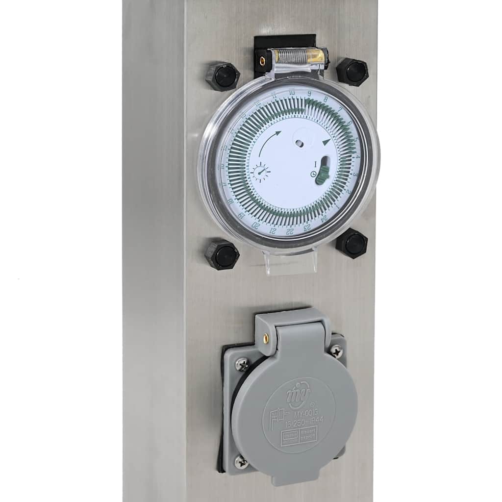 Στύλος Πρίζας Κήπου από Ανοξείδωτο Ατσάλι με Χρονοδιακόπτη - Pakobazaar