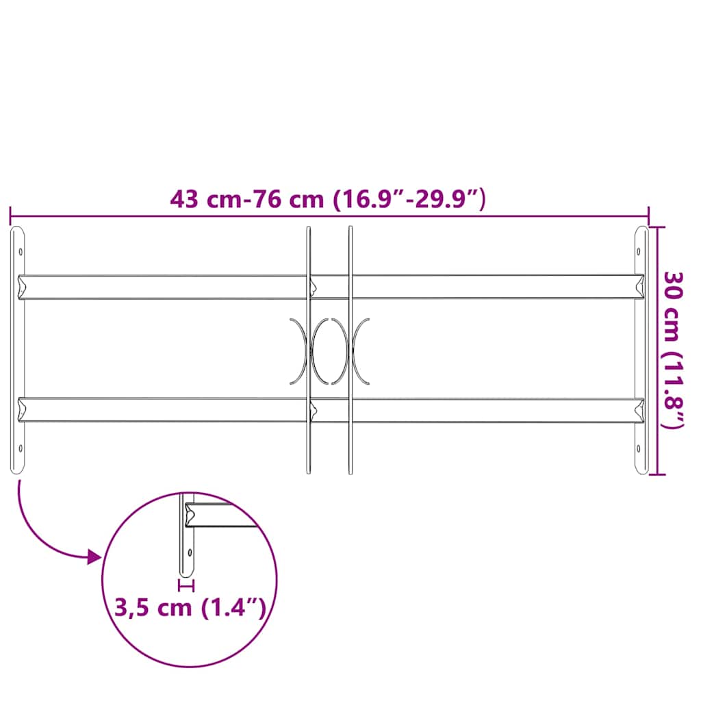 Κάγκελα Παραθύρων Ασφαλείας Ρυθμιζόμενα με 2 Μπάρες 500-650 χιλ. - PAKOBAZAAR