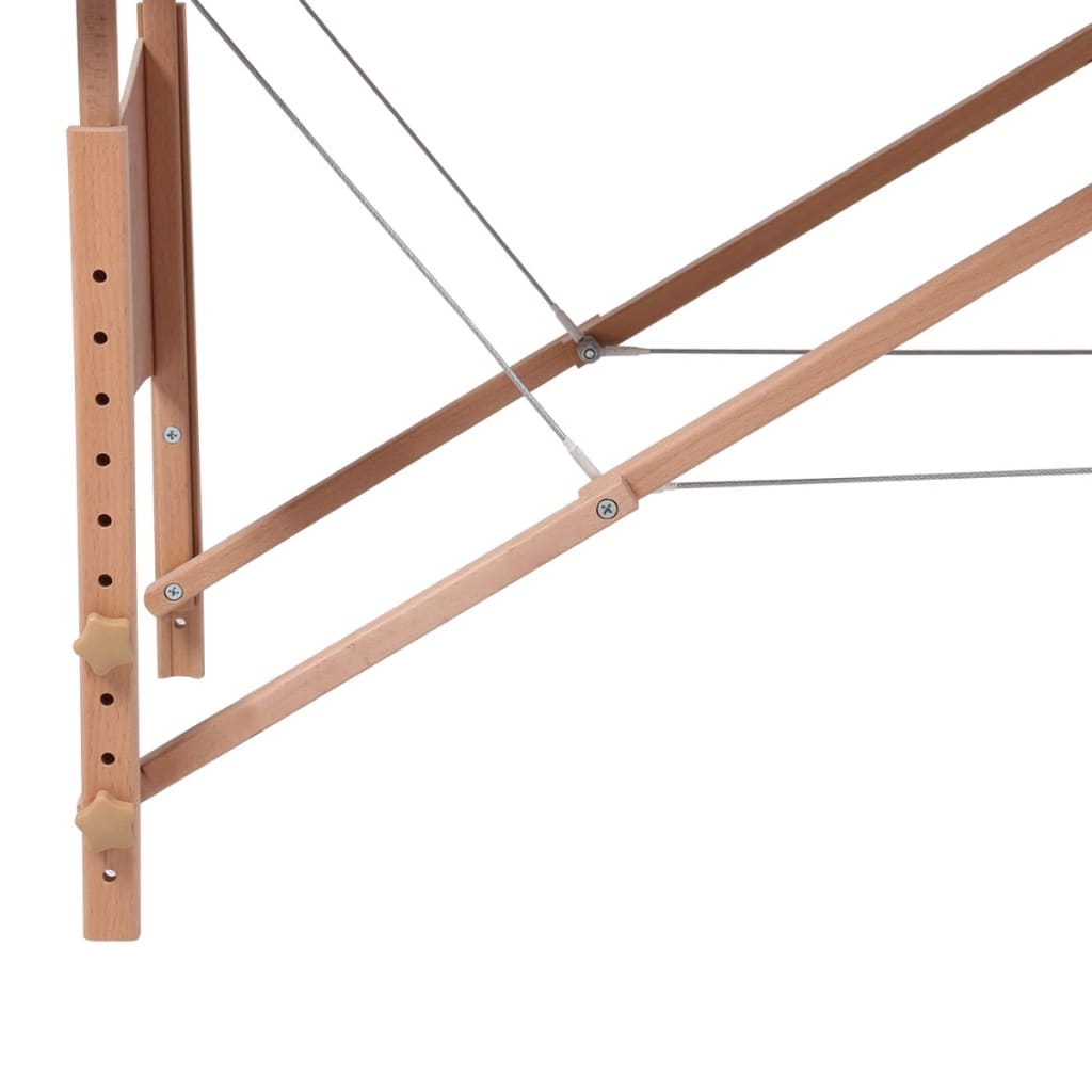 Κρεβάτι Μασάζ Πτυσσόμενο 4 Θέσεων με Ξύλινο Σκελετό Κρεμ Λευκό - Pakobazaar