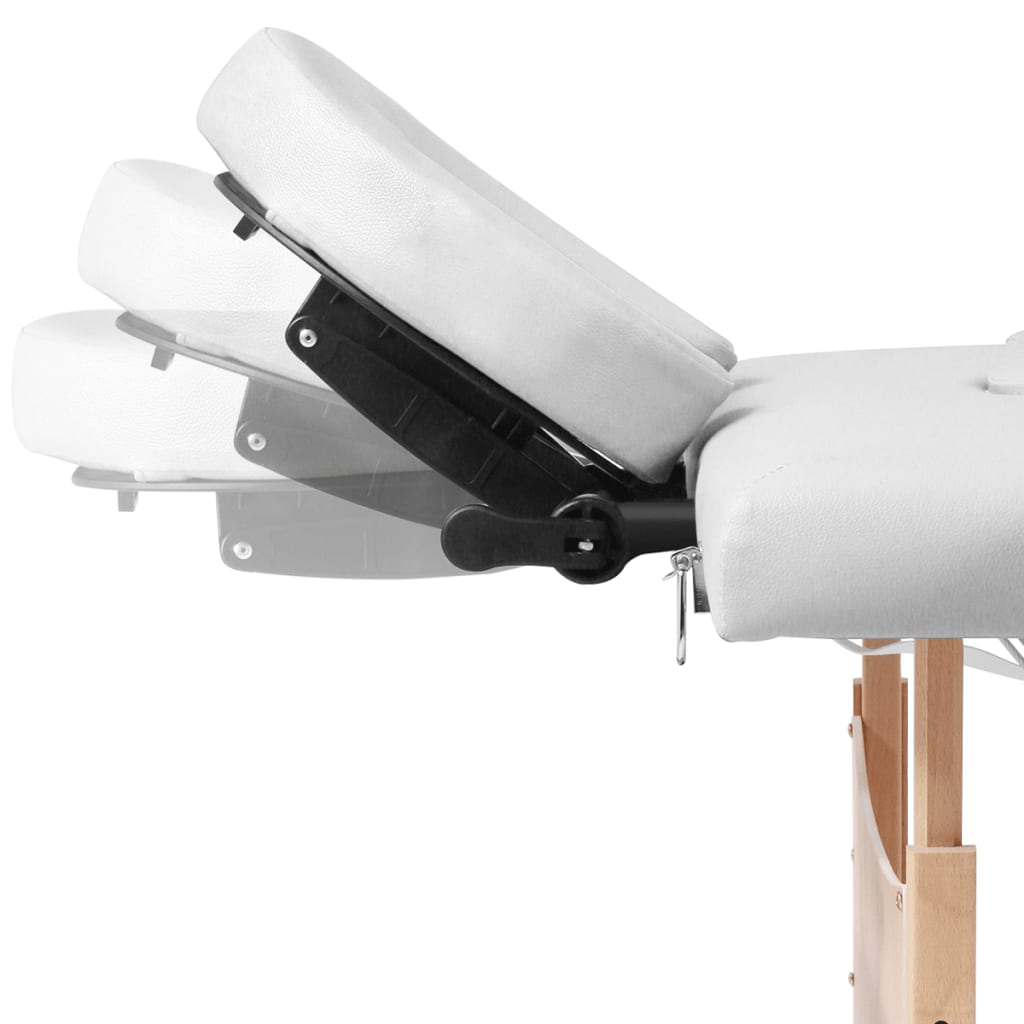 Κρεβάτι Μασάζ Πτυσσόμενο 4 Θέσεων με Ξύλινο Σκελετό Κρεμ Λευκό - Pakobazaar