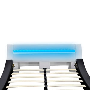 Κρεβάτι με LED Ασπρόμαυρο 140x200 εκ. από Δερματίνη με Στρώμα - Pakobazaar