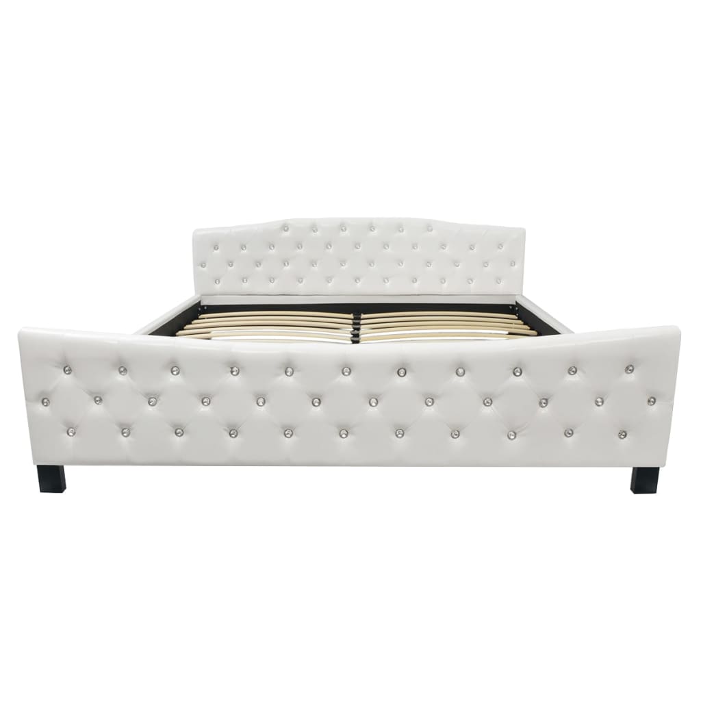 Κρεβάτι Λευκό 180 x 200 εκ. από Συνθετικό Δέρμα με Στρώμα