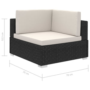 Σαλόνι Κήπου 8 Τεμαχίων Μαύρο από Συνθετικό Ρατάν με Μαξιλάρια