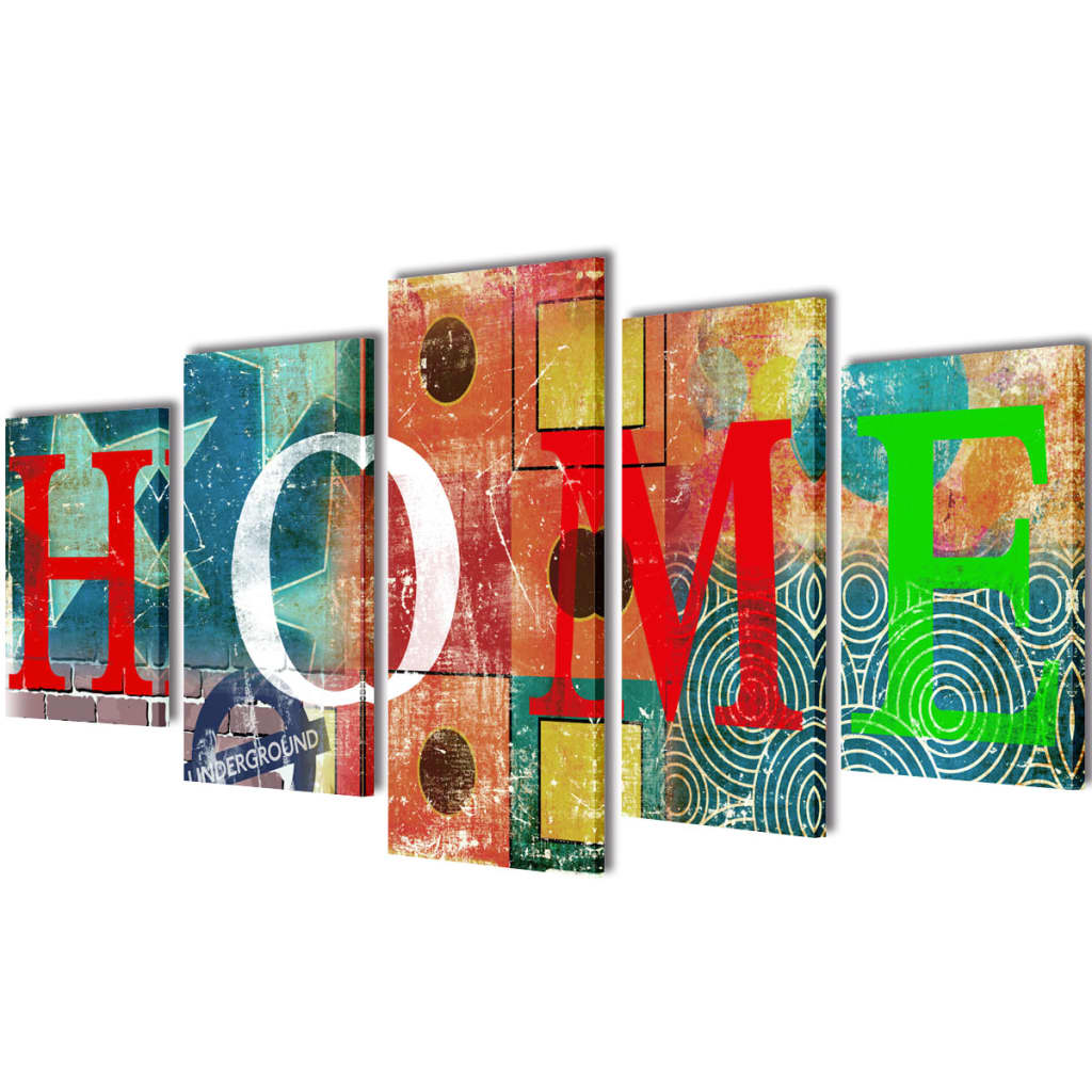 Πίνακας σε Καμβά Σετ Πολύχρωμο Σχέδιο Home 100 x 50 εκ.