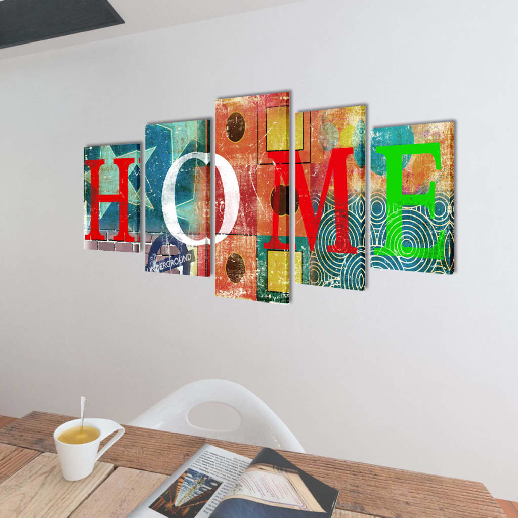Πίνακας σε Καμβά Σετ Πολύχρωμο Σχέδιο Home 100 x 50 εκ.