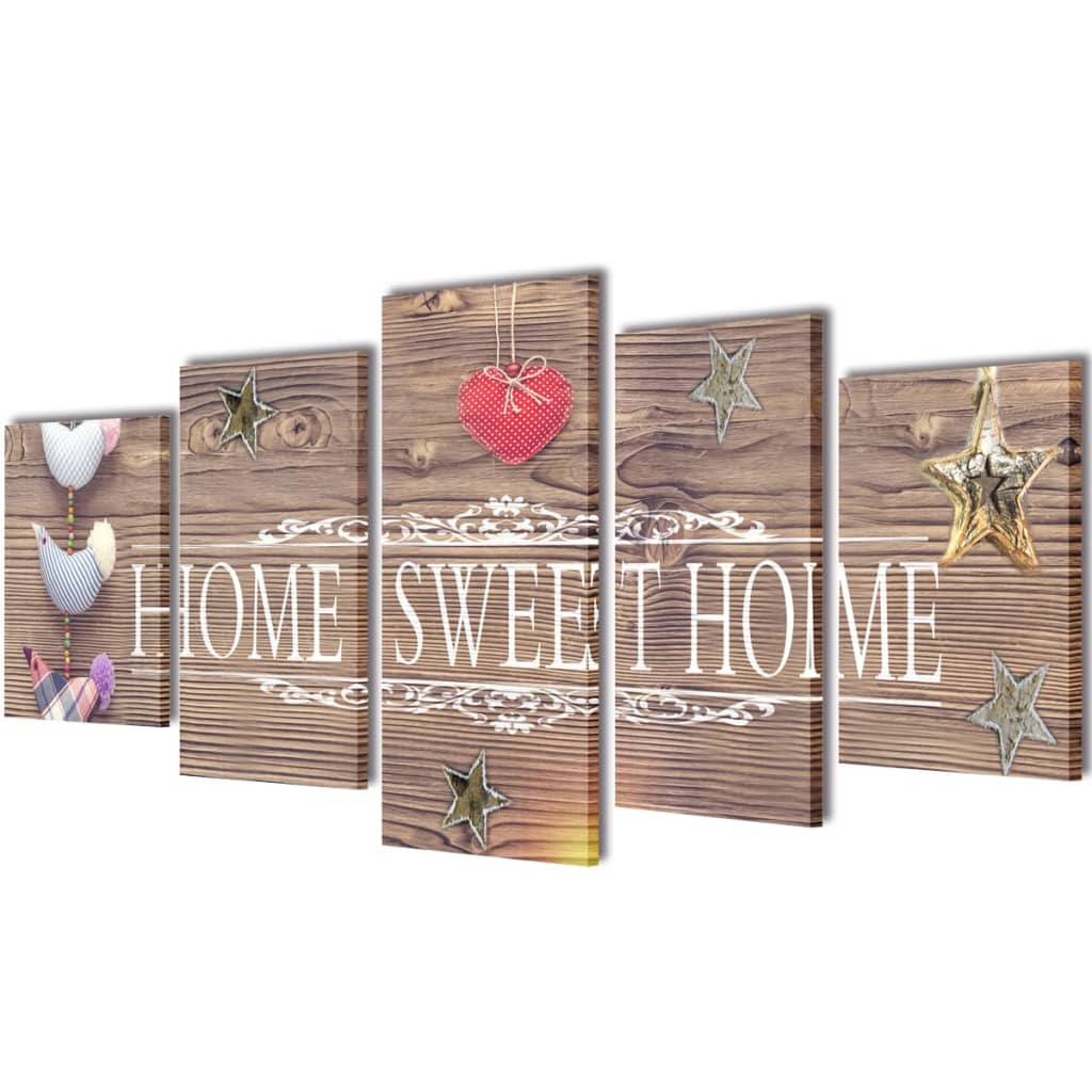 Πίνακας σε Καμβά Σετ Σχέδιο Home Sweet Home 200 x 100 εκ. - PAKOBAZAAR