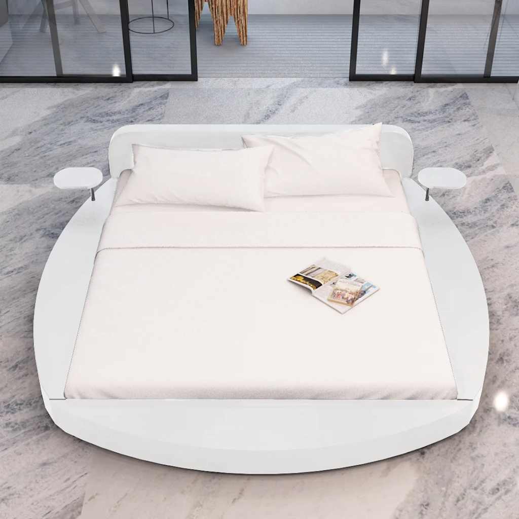 Κρεβάτι Λευκό 180 x 200 εκ. από Συνθετικό Δέρμα με Στρώμα